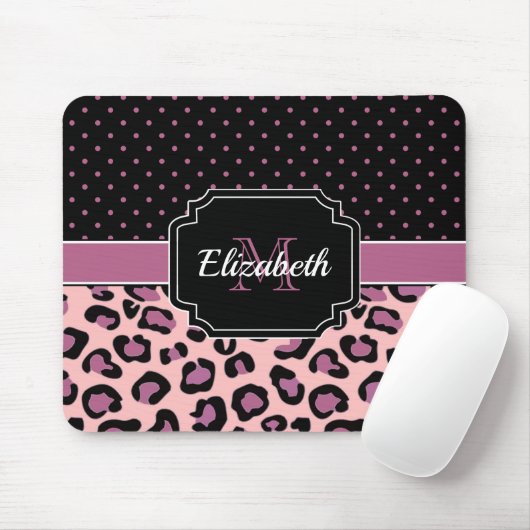 Stippen en luipaard afdrukken muismat (Met muis)