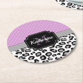 Stippen en luipaard afdrukken ronde kartonnen onderzetter (Gebogen)