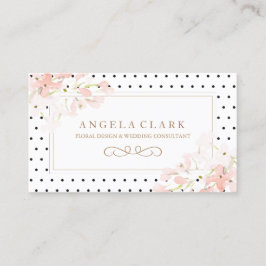 Stippen en roze Waterverf bloesems Visitekaartje