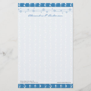 Stippen en Straw Palace Blauw Gepersonaliseerd bri Briefpapier