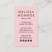 Stippen en streepjes inktzwart roze moderne afbeel visitekaartje (Achterkant)