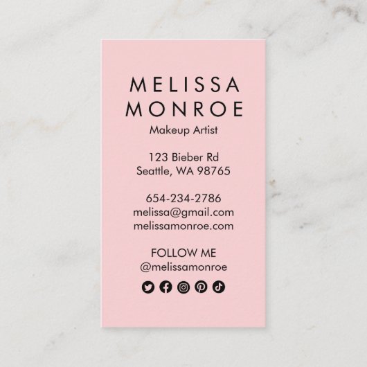Stippen en streepjes inktzwart roze moderne afbeel visitekaartje (Achterkant)