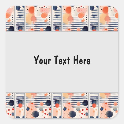 Stippen en Strepen 14 Vierkante Sticker (Voorkant)