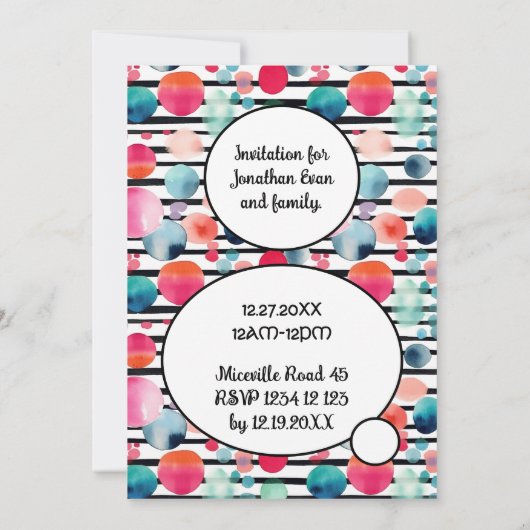 Stippen en Strepen 1 Aangepaste naam Kaart (Achterkant)