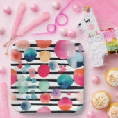 Stippen en strepen 1 papieren bordje (Feest)