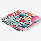 Stippen en strepen 1 papieren bordje (Gebogen)