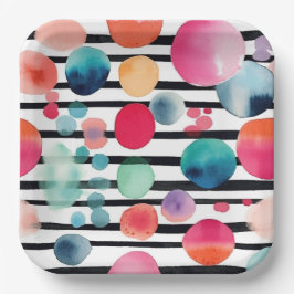 Stippen en strepen 1 papieren bordje