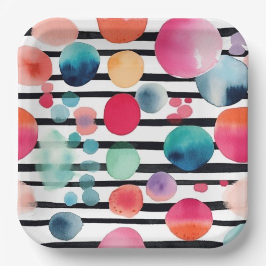 Stippen en strepen 1 papieren bordje (Voorkant)