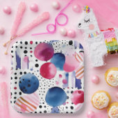 Stippen en strepen 2 papieren bordje (Feest)