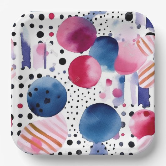 Stippen en strepen 2 papieren bordje (Voorkant)