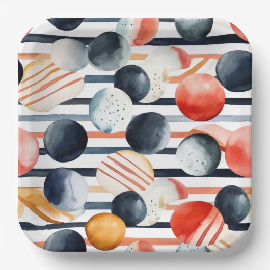 Stippen en strepen 3 papieren bordje (Voorkant)