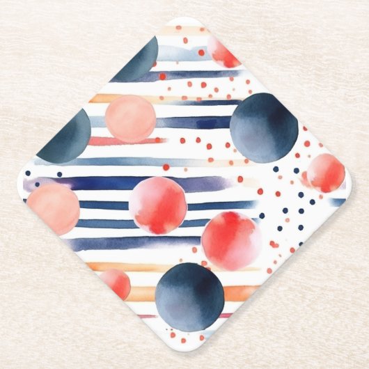 Stippen en strepen 5 kartonnen onderzetters (Voorkant)