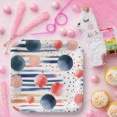 Stippen en strepen 5 papieren bordje (Feest)