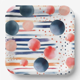 Stippen en strepen 5 papieren bordje