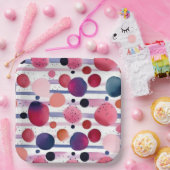 Stippen en strepen 6 papieren bordje (Feest)