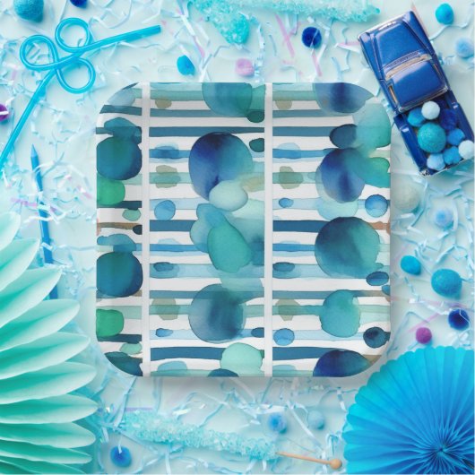 Stippen en strepen 7 papieren bordje (Feest)