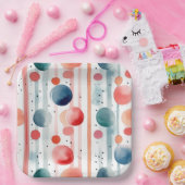 Stippen en strepen 8 papieren bordje (Feest)