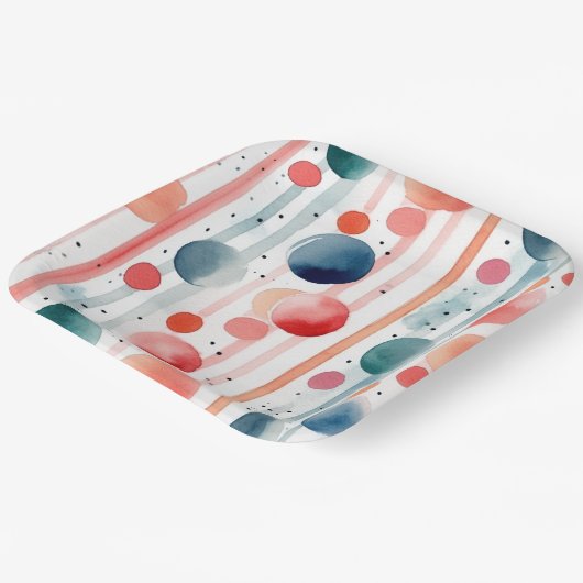 Stippen en strepen 8 papieren bordje (Gebogen)