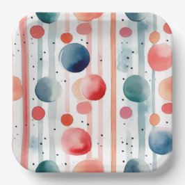 Stippen en strepen 8 papieren bordje