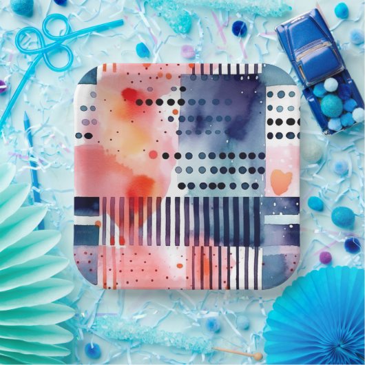 Stippen en strepen 9 papieren bordje (Feest)