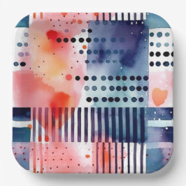 Stippen en strepen 9 papieren bordje