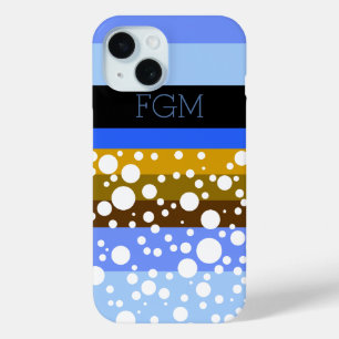 stippen en strepen, aangepaste initialen iPhone 15 case