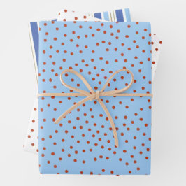 Stippen en strepen cadeaupapier rood blauw Holiday