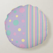 Stippen en Strepen - Roze, Geel, Paars, Groen Rond Kussen (Achterkant)