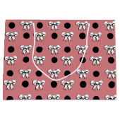 Stippen en Strikken Roze Wit Zwart Retro Stijl Groot Cadeauzakje (Voorkant)