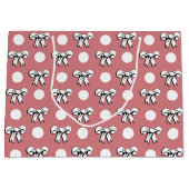 Stippen en Strikken Roze Zwart Wit Retro Stijl Groot Cadeauzakje (Voorkant)