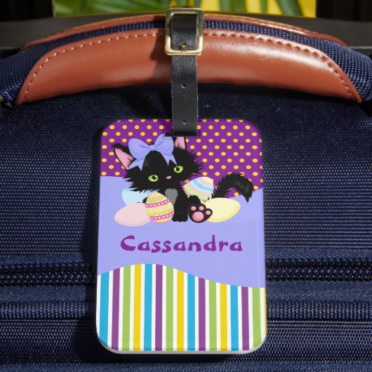 Stippen en stripes van zwarte keuken en paaseieren bagagelabel (Voorkant Insitu 2)