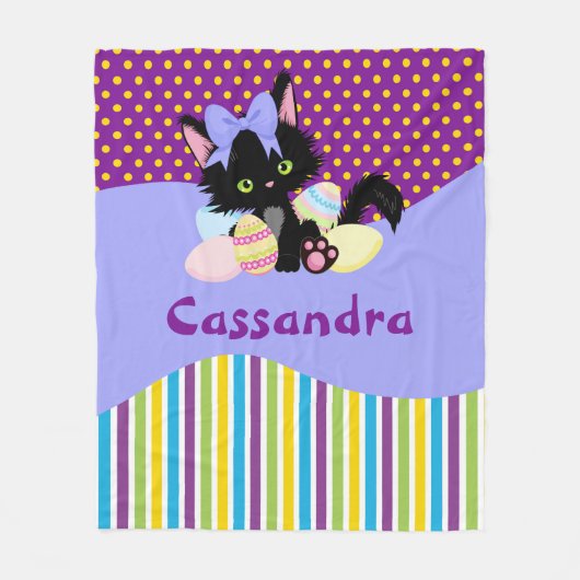 Stippen en stripes van zwarte keuken en paaseieren fleece deken (Voorkant)