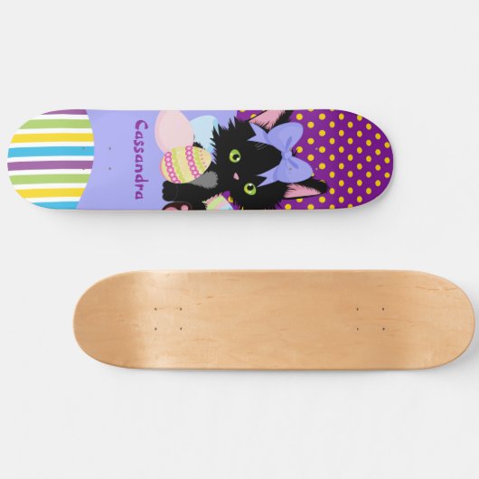 Stippen en stripes van zwarte keuken en paaseieren persoonlijk skateboard (Horizontaal)
