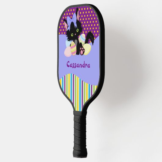 Stippen en stripes van zwarte keuken en paaseieren pickleball paddle (Links)