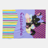 Stippen en stripes van zwarte keuken en paaseieren theedoek (Horizontaal)