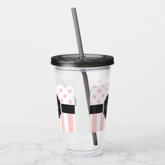 Stippen en strips acryl drinkbeker (Links)