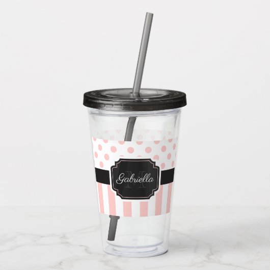 Stippen en strips acryl drinkbeker (Achterkant)