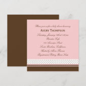 Stippen en strips Baby shower Uitnodiging - Roze (Voorkant / Achterkant)
