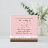Stippen en strips Baby shower Uitnodiging - Roze (Staand voorkant)
