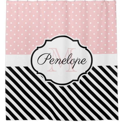 Stippen en strips douchegordijn (Voorkant)