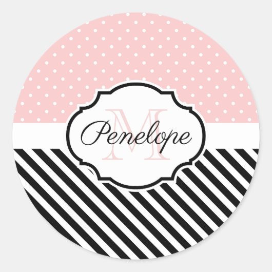 Stippen en strips ronde sticker (Voorkant)
