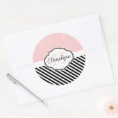 Stippen en strips ronde sticker (Envelop)