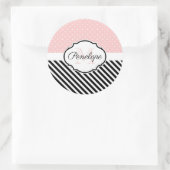 Stippen en strips ronde sticker (Tas)