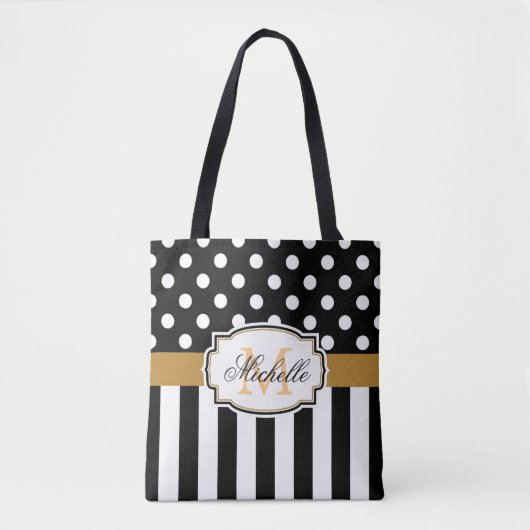 Stippen en strips tote bag (Voorkant)