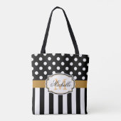 Stippen en strips tote bag (Achterkant)