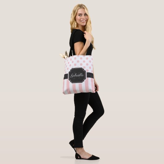 Stippen en strips tote bag (Op model)