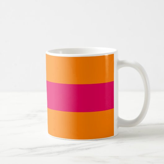 Stippen en strips voor , roze en oranje koffiemok (Rechts)