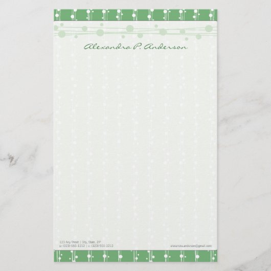 Stippen en stro Levendig groen Gepersonaliseerd br Briefpapier (Voorkant)