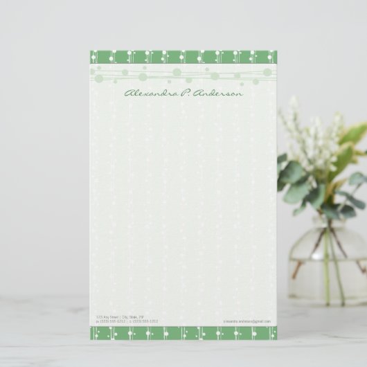 Stippen en stro Levendig groen Gepersonaliseerd br Briefpapier (Staand voorkant)