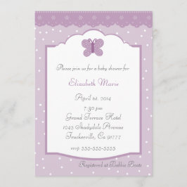 Stippen en Vlinder Lavendel Baby Shower Kaart